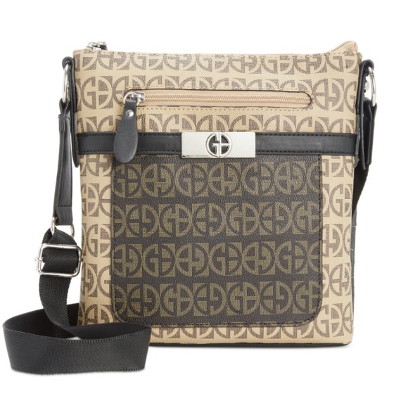 Giani Bernini Handbags - NWT Giani Bernini Block Signature Pocket North South Crossbody - Taupe Brown